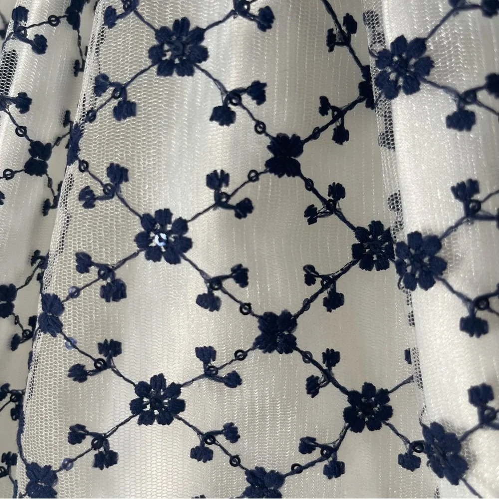 American Princess Girls 3T White with Navy Blue Flowers Dress.